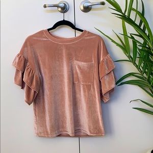 Blush velvet tshirt blouse